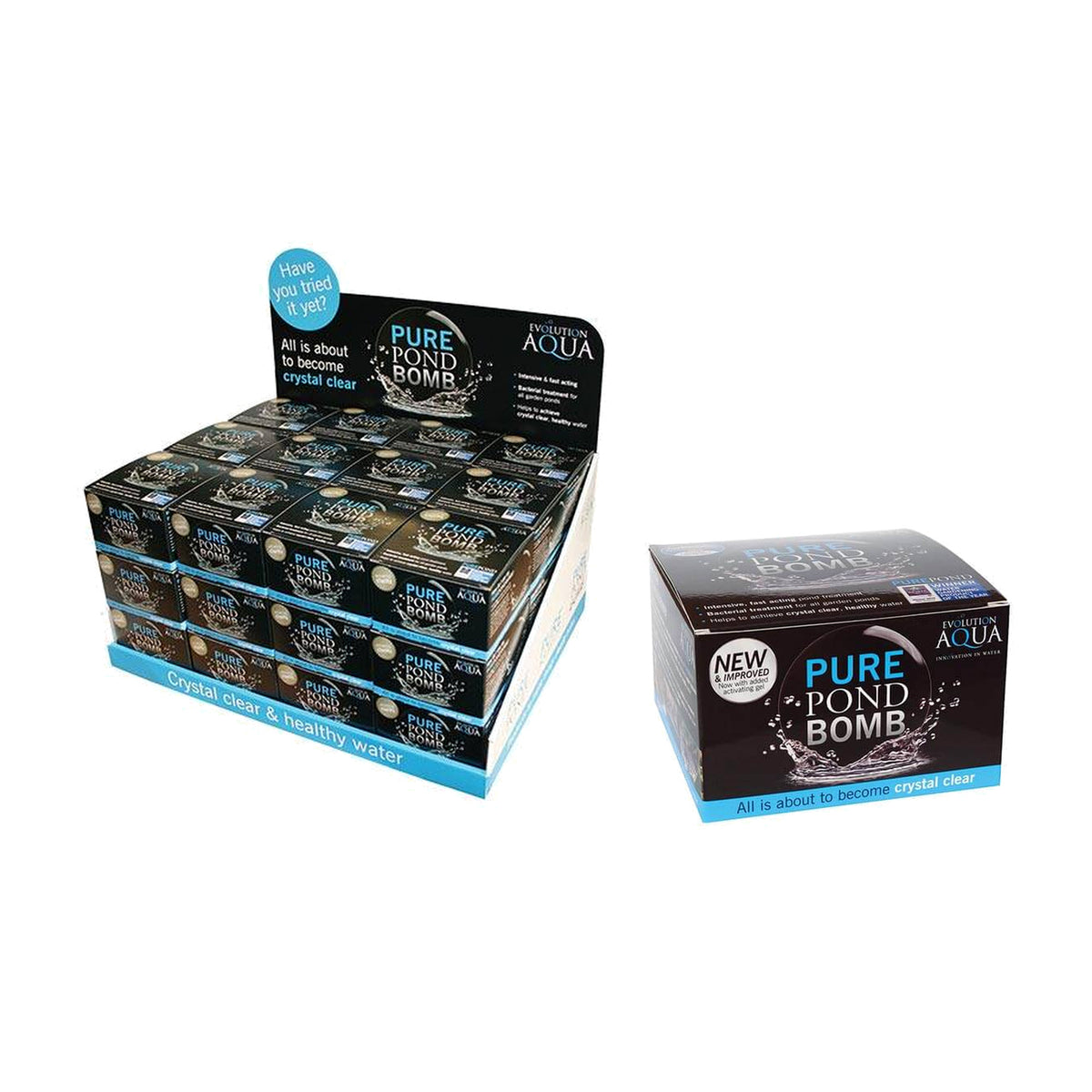 Evolution Aqua PURE Pond Bomb single box and 36 pack display