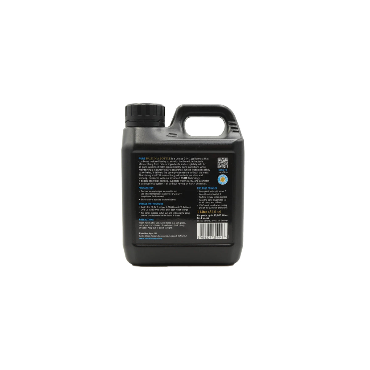 Evolution Aqua Pure Bale In a Bottle back label dosing instructions