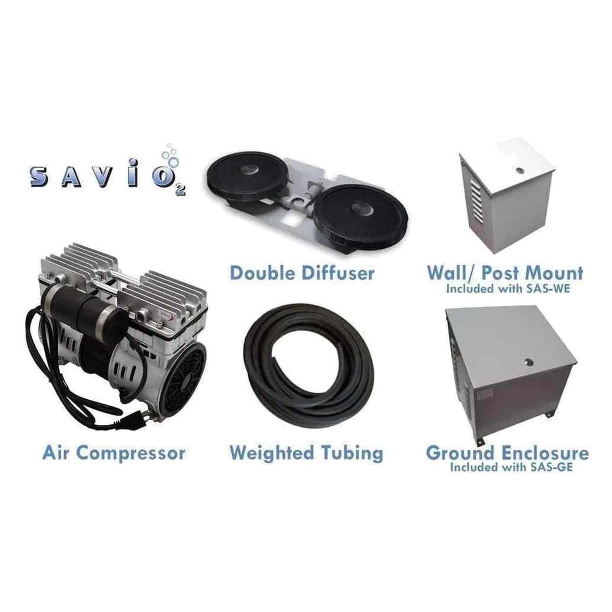 Savio2 aeration kit parts compressor diffuser tubing and cabinets