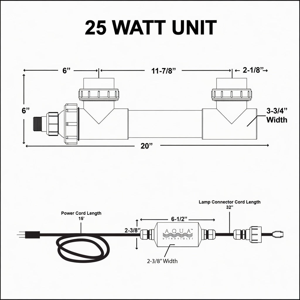 Aqua Ultraviolet Classic 25 Watt UV Sterilizer, White, 2"