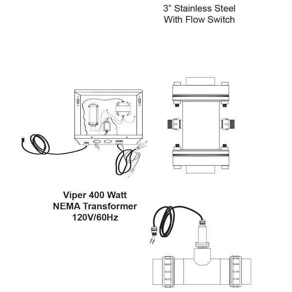 Viper 400 Watt UV Sterilizers – Stainless Steel, With Flow Switch, 110V/60Hz