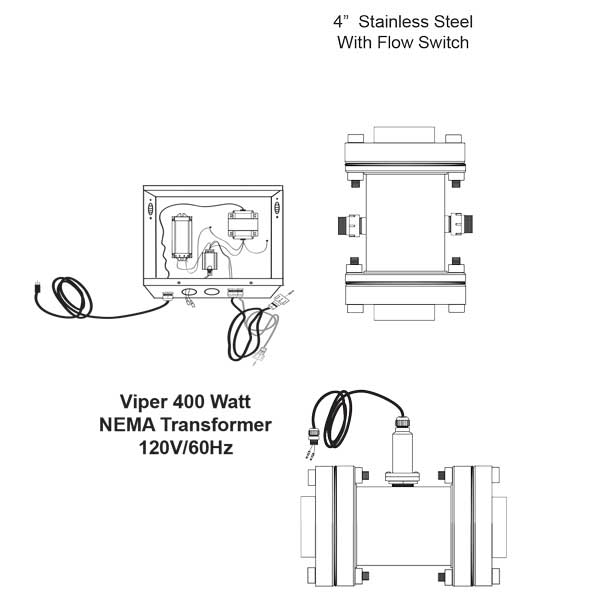 Viper 400 Watt UV Sterilizers – Stainless Steel, With Flow Switch, 110V/60Hz