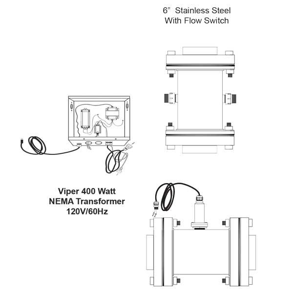 Viper 400 Watt UV Sterilizers – Stainless Steel, With Flow Switch, 110V/60Hz