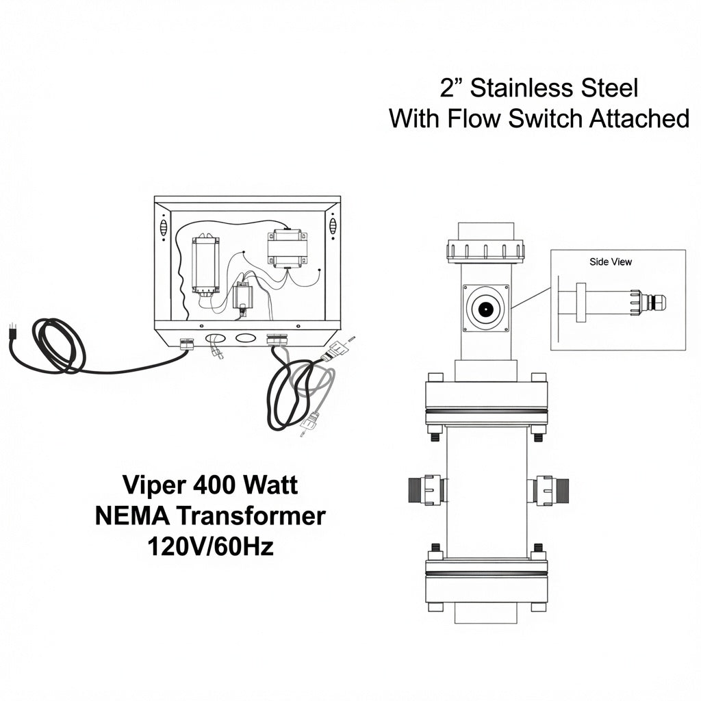 Viper 400 Watt UV Sterilizers – Stainless Steel, With Flow Switch, 110V/60Hz
